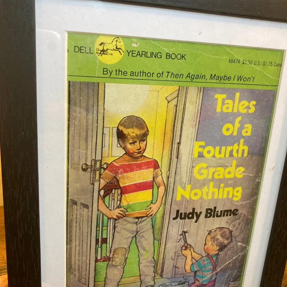 Judy Blume Fudge Tales of a Fourth Grade Nothing Framed Book Cover Art Vtg Decor